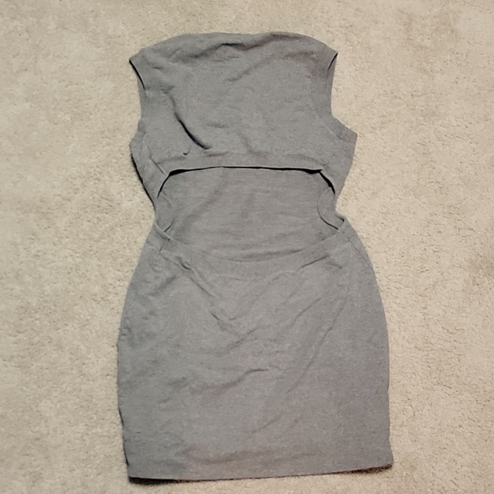 Bebe French terry cutout dress - Kardashians collection, L, grey